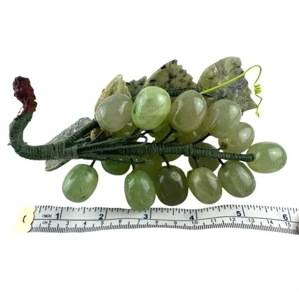 Vintage Jade Grapes Pair‎ Celadon Stone Fruit MCM Decor
